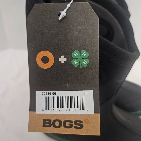 4-H Bogs Boots - Youth Size 3 - Black - 100% Waterproof - New In Box - Picture 8 of 9